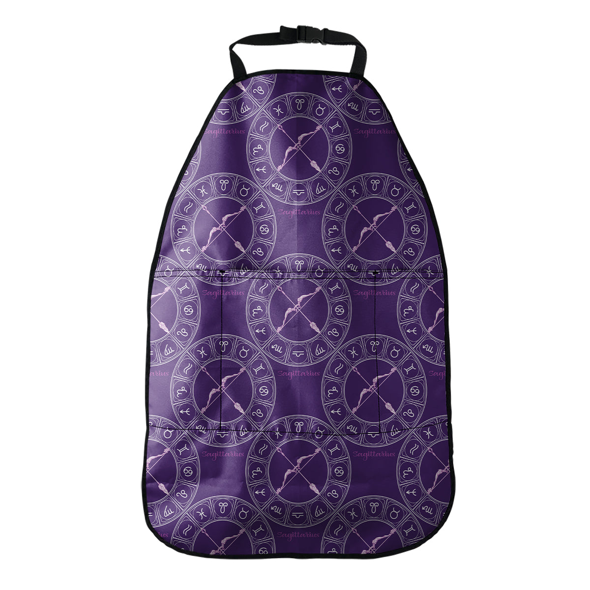 Purple Sagittarius Zodiac Pattern Print Car Seat Organizers