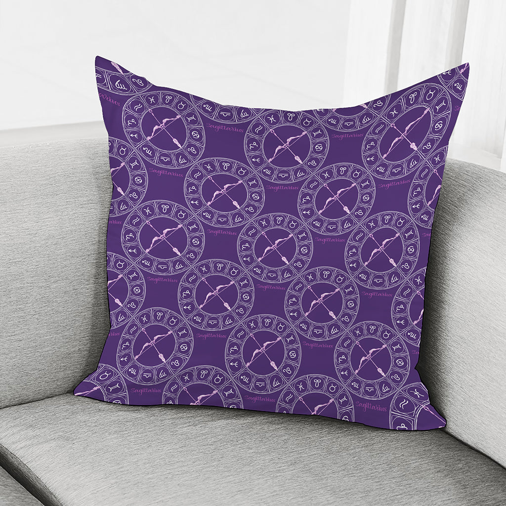 Purple Sagittarius Zodiac Pattern Print Pillow Cover