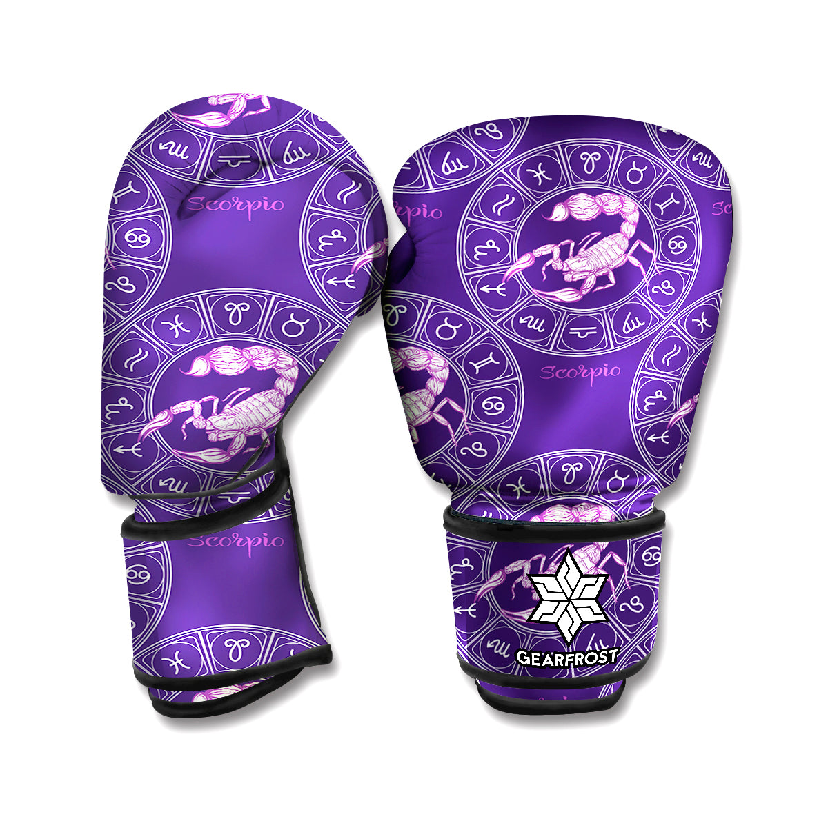 Purple Scorpio Zodiac Pattern Print Boxing Gloves