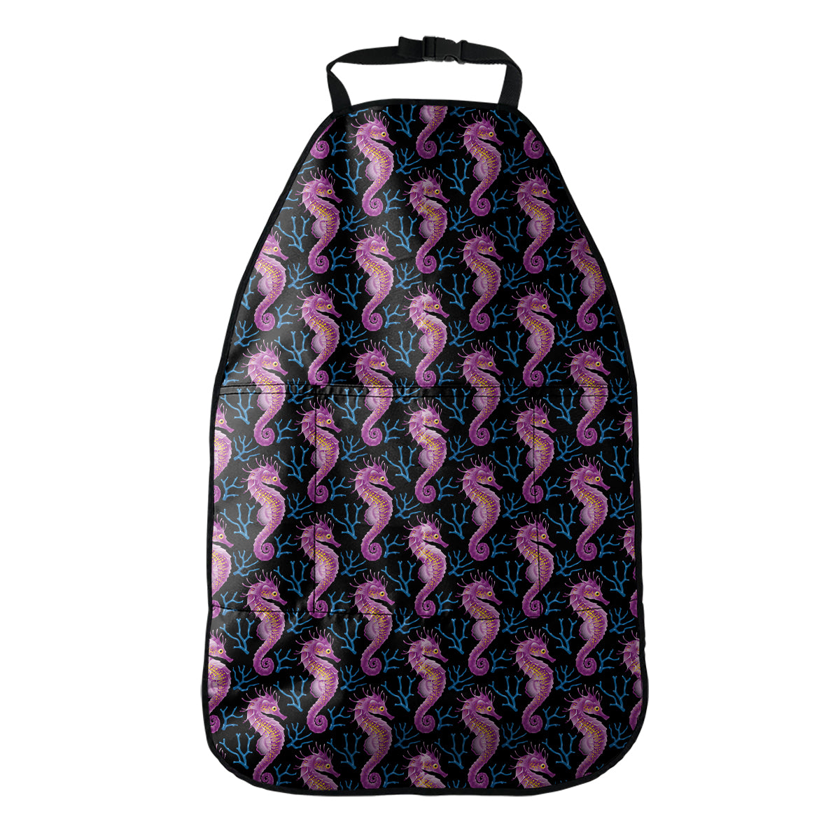 Purple Seahorse Pattern Print Car Seat Organizers