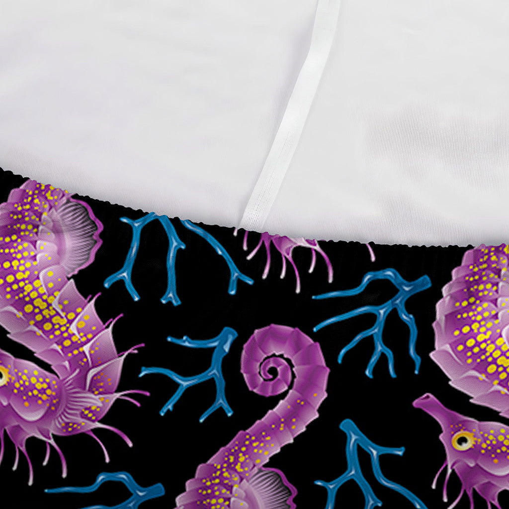 Purple Seahorse Pattern Print Sofa Cover