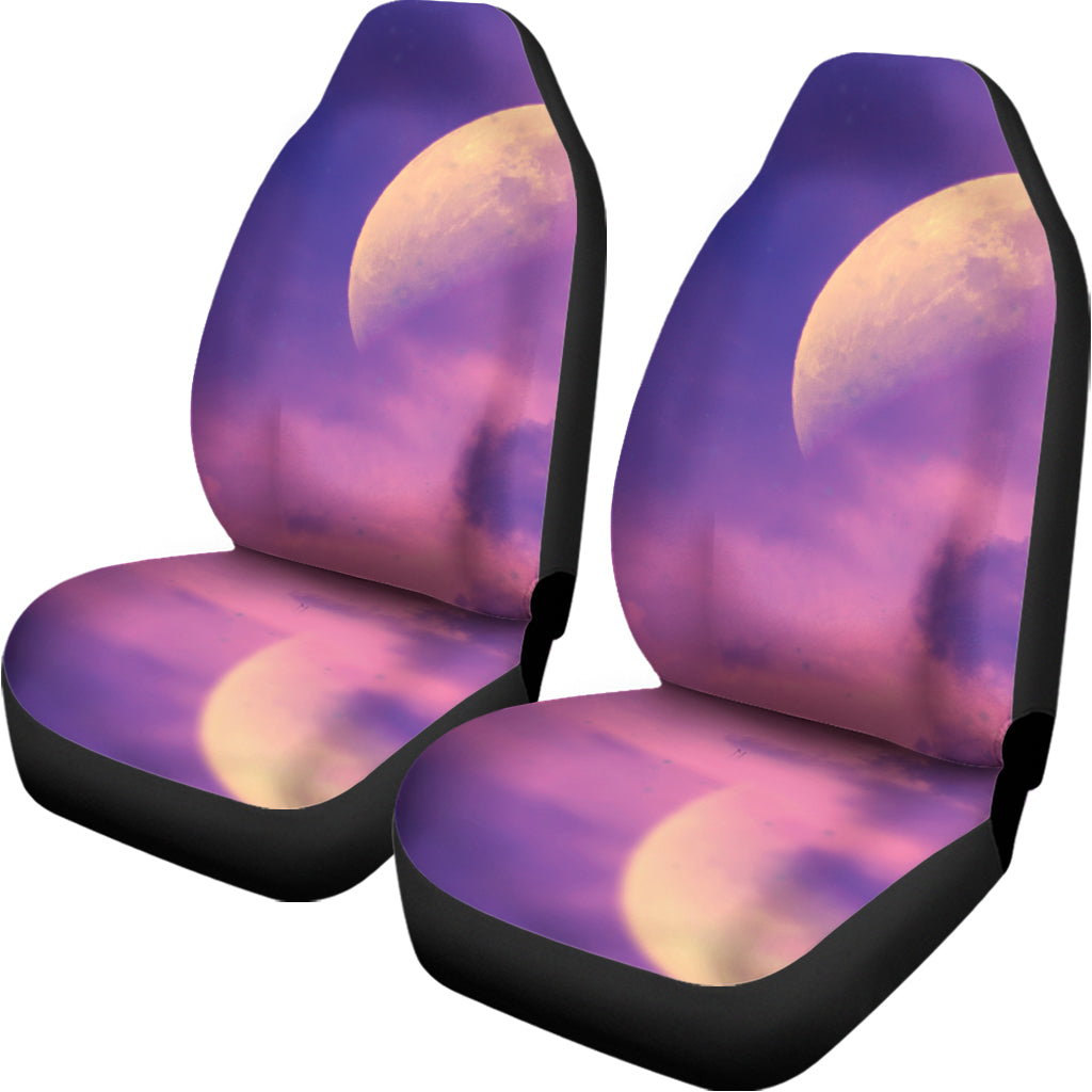 Purple Sky And Full Moon Print Universal Fit Car Seat Covers