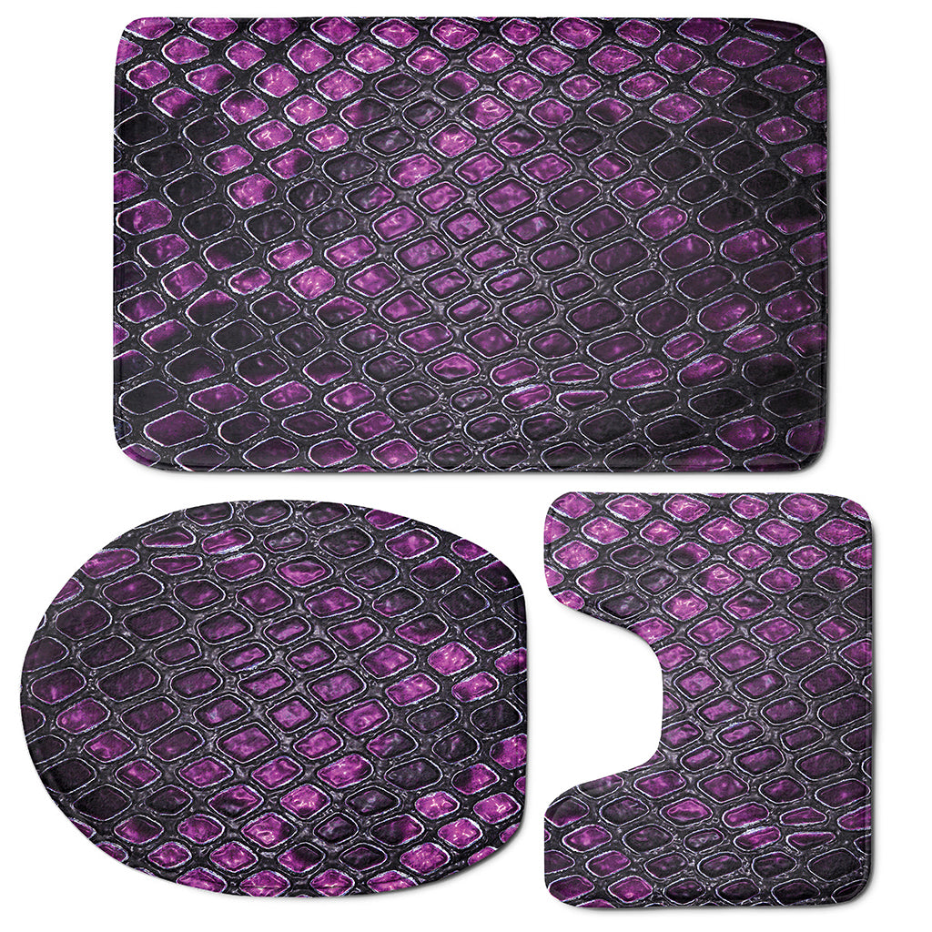 Purple Snakeskin Print 3 Piece Bath Mat Set