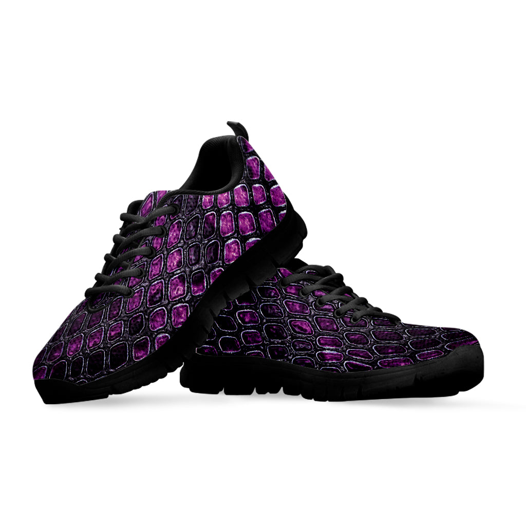 Purple Snakeskin Print Black Sneakers