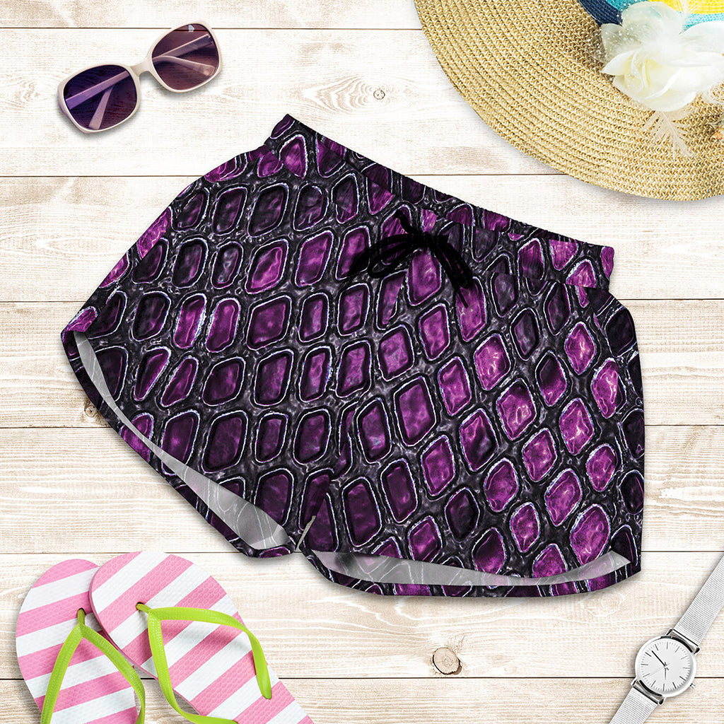 Purple Snakeskin Print Women's Shorts