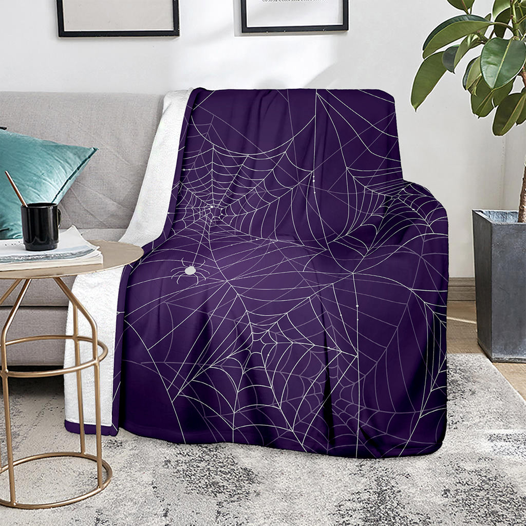 Purple Spider Web Pattern Print Blanket