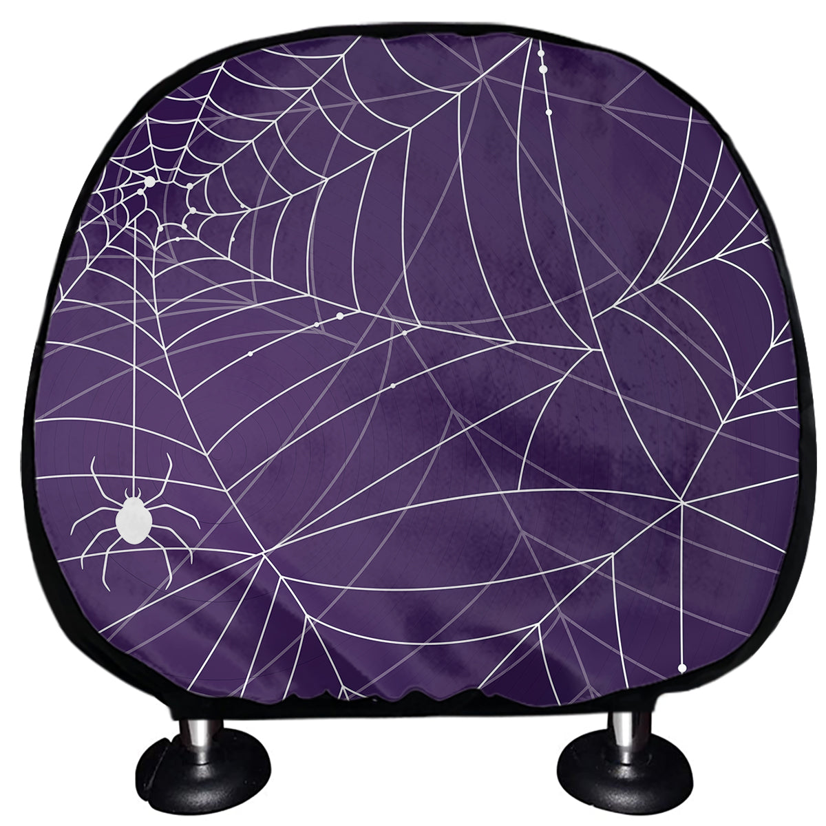 Purple Spider Web Pattern Print Car Headrest Covers