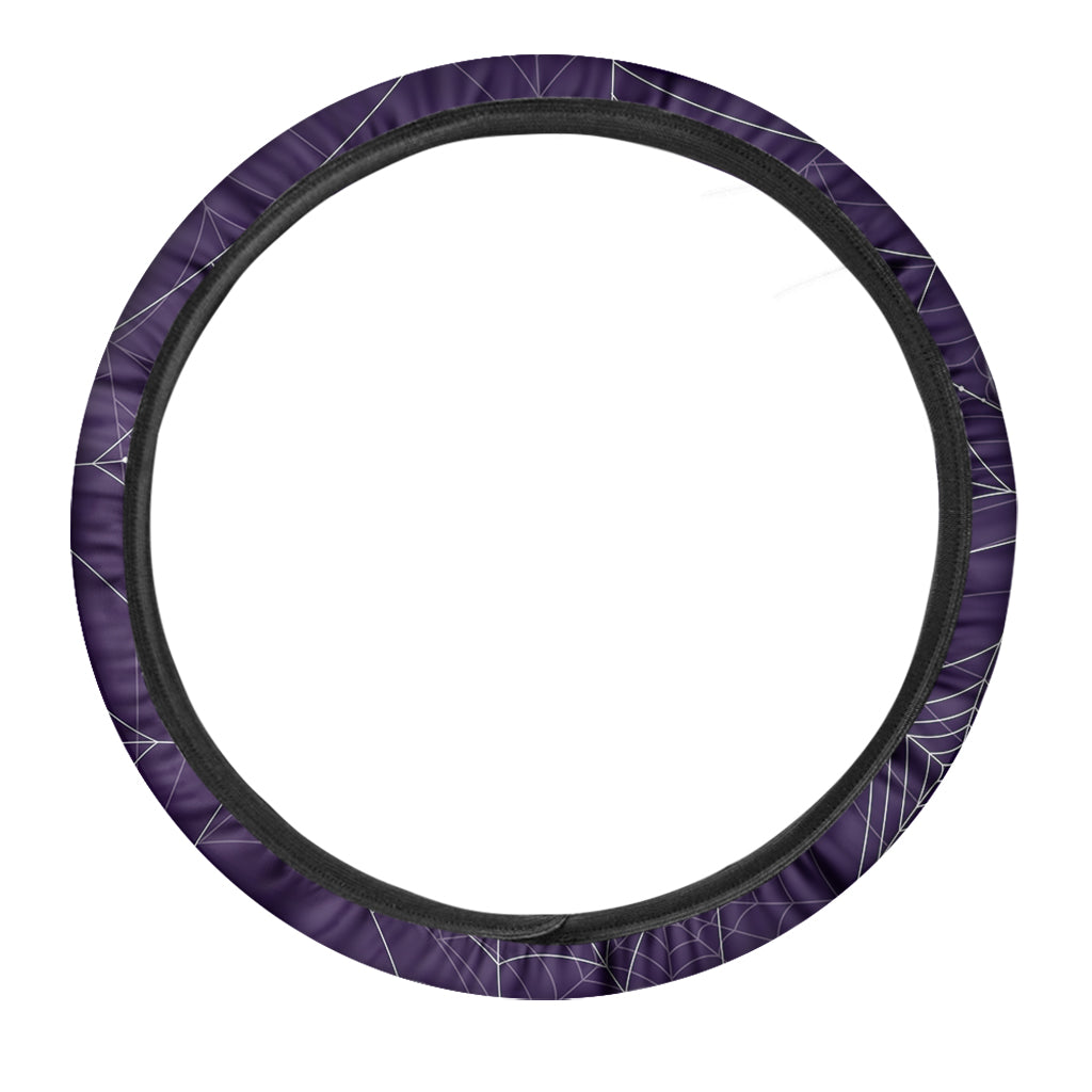 Purple Spider Web Pattern Print Car Steering Wheel Cover