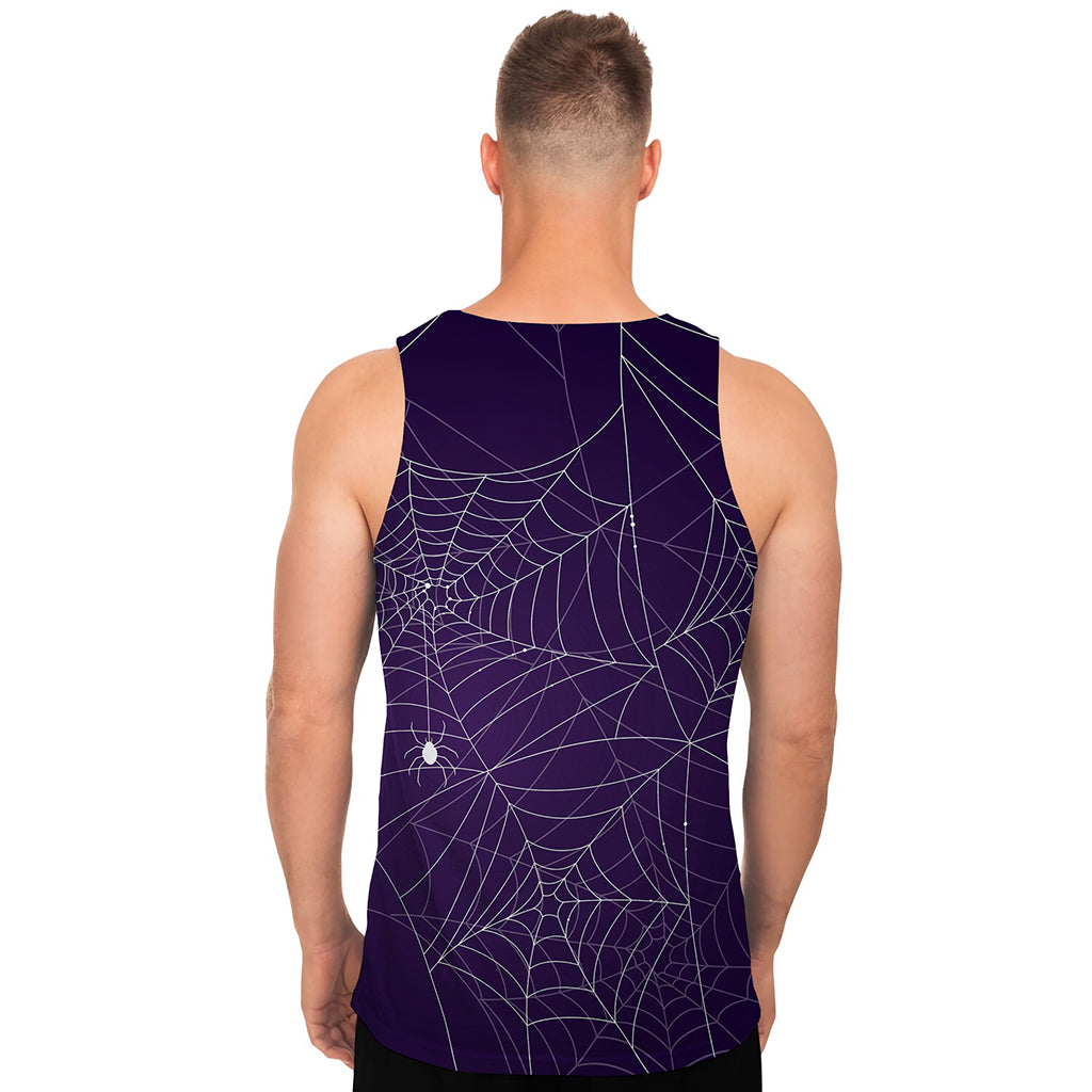 Purple Spider Web Pattern Print Men's Tank Top