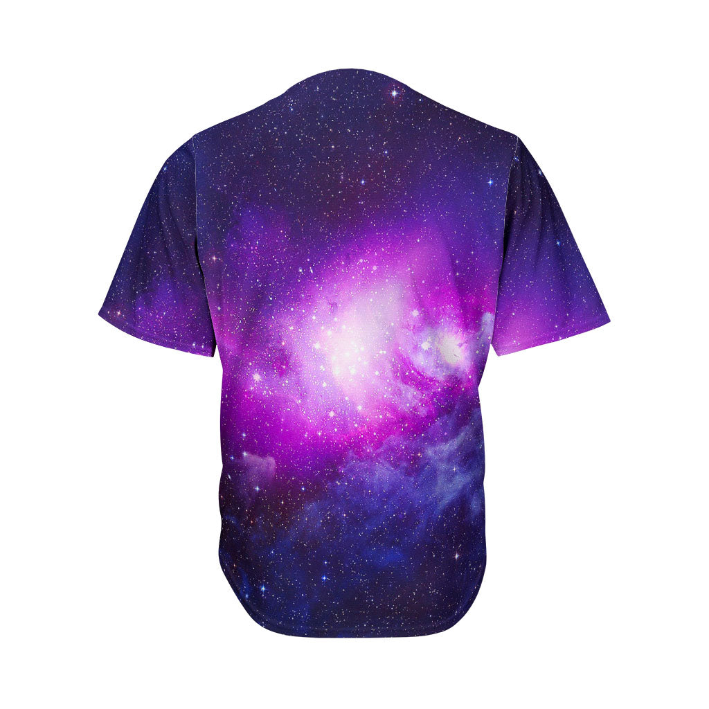 Purple Starfield Galaxy Space Print Men's Baseball Jersey