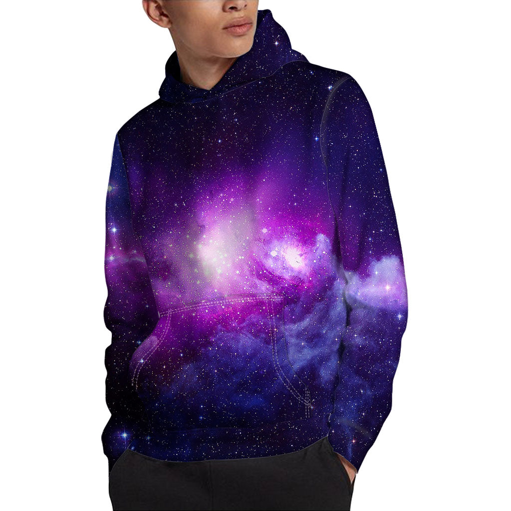 Purple Starfield Galaxy Space Print Pullover Hoodie