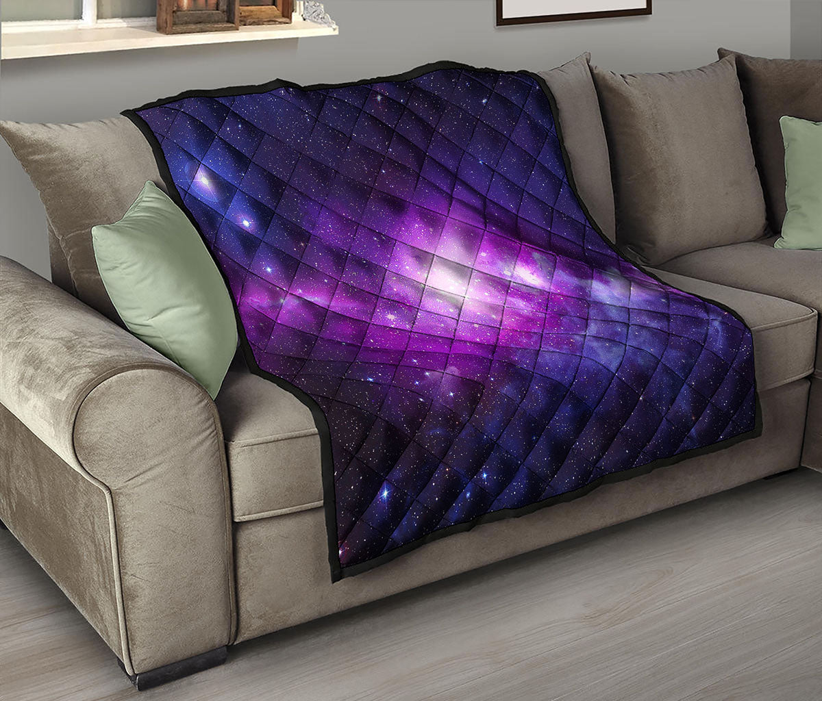 Purple Starfield Galaxy Space Print Quilt