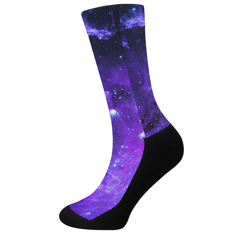 Purple Stars Nebula Galaxy Space Print Crew Socks