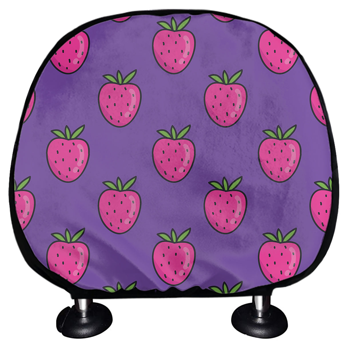 Purple Strawberry Pattern Print Car Headrest Covers