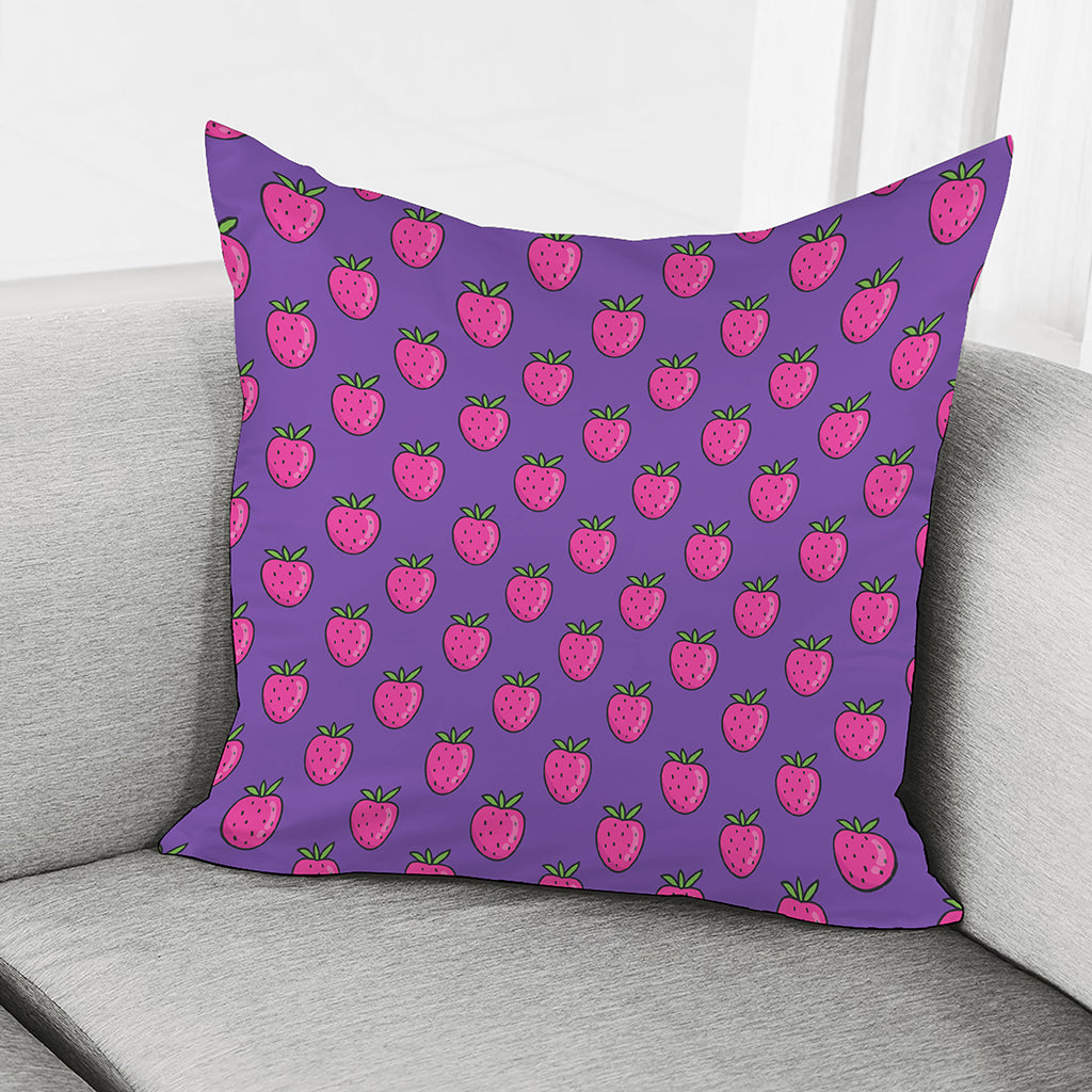 Purple Strawberry Pattern Print Pillow Cover
