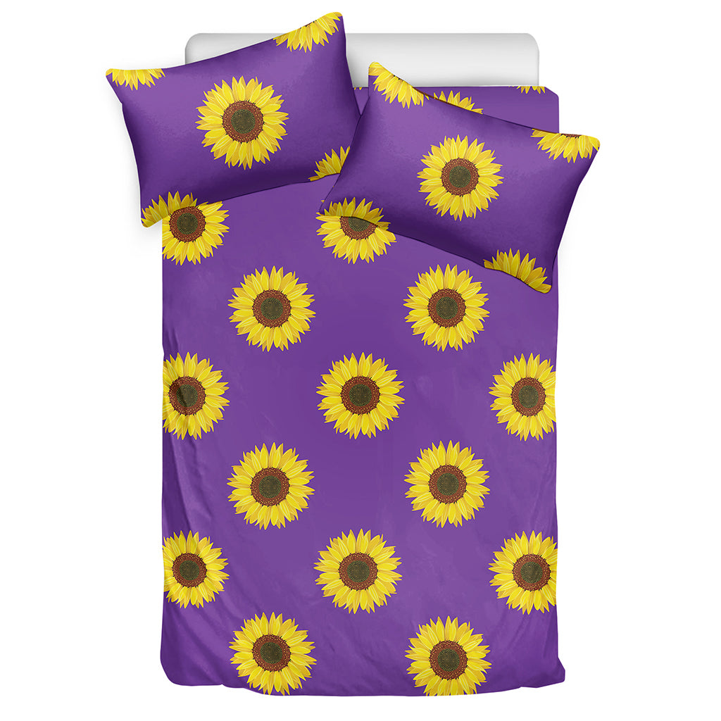 Purple Sunflower Pattern Print Duvet Cover Bedding Set