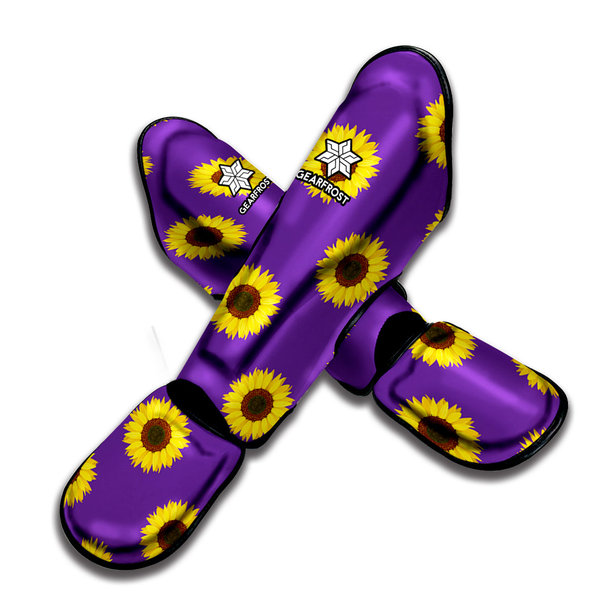 Purple Sunflower Pattern Print Muay Thai Shin Guard