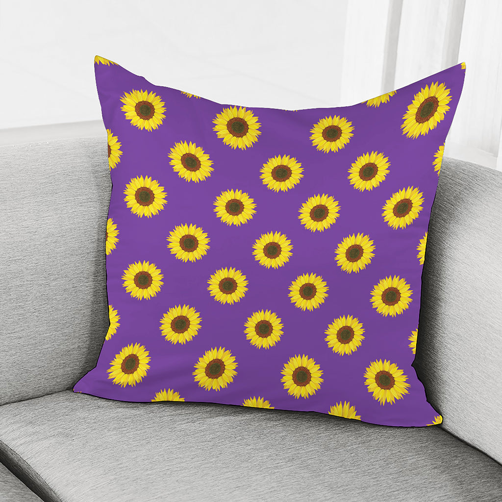 Purple Sunflower Pattern Print Pillow Cover