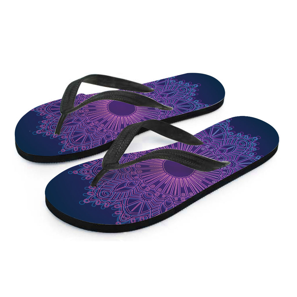 Purple Trippy Mandala Print Flip Flops