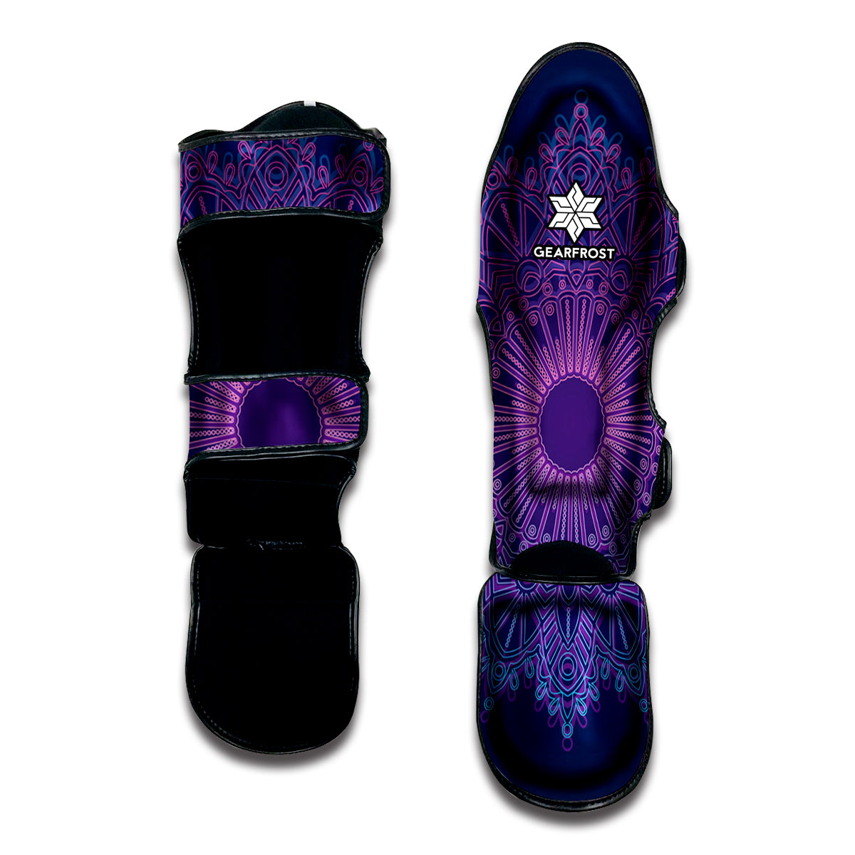 Purple Trippy Mandala Print Muay Thai Shin Guard