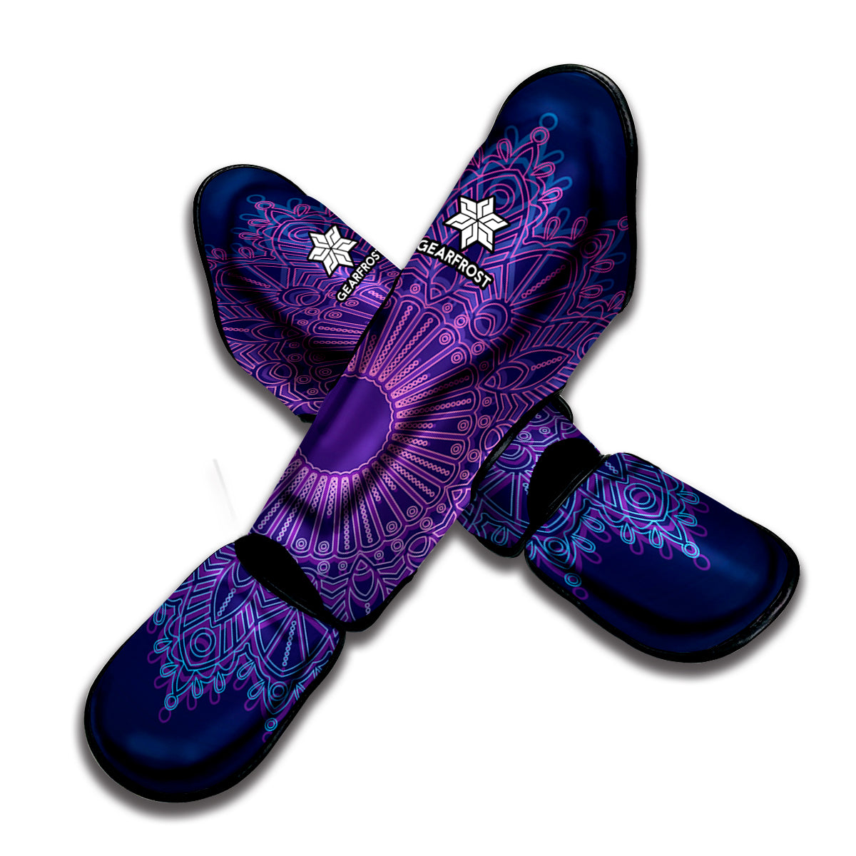 Purple Trippy Mandala Print Muay Thai Shin Guard