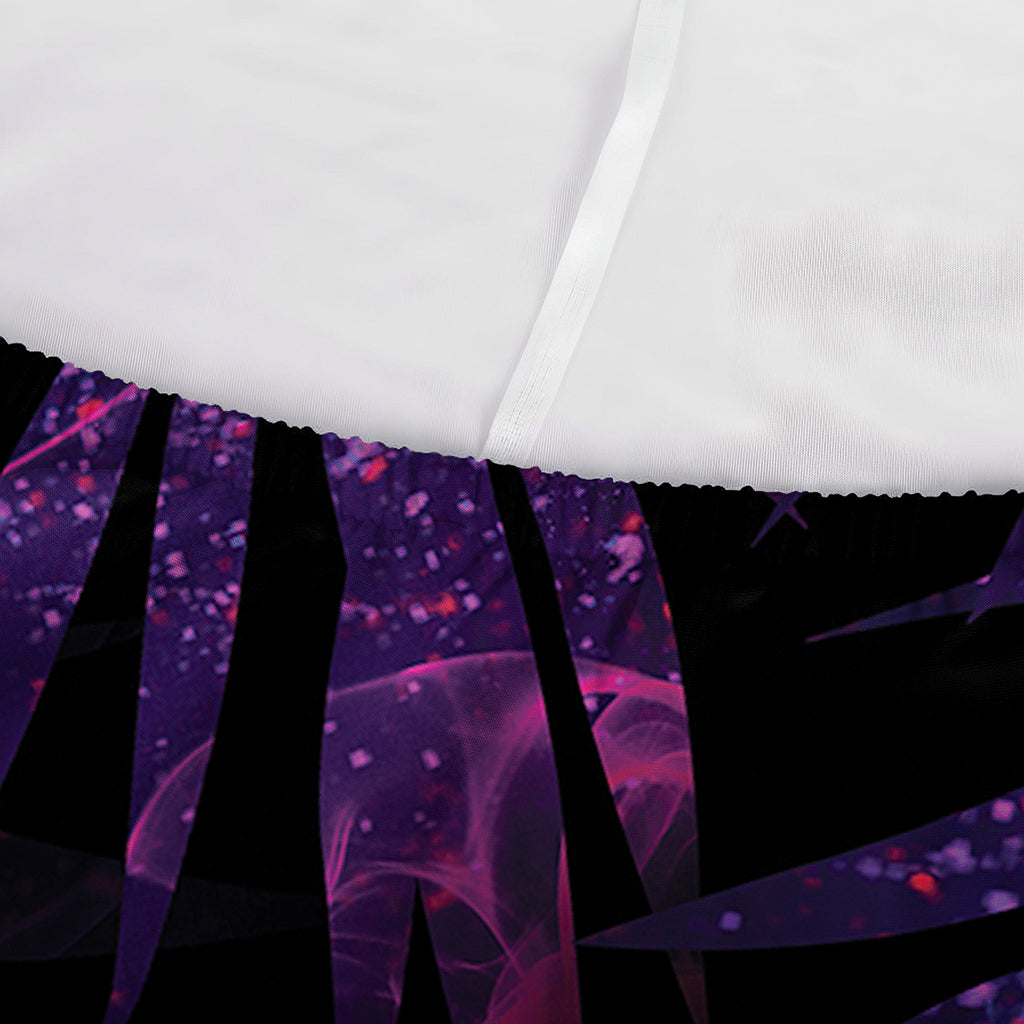 Purple Tropical Leaves Print Sofa Cover