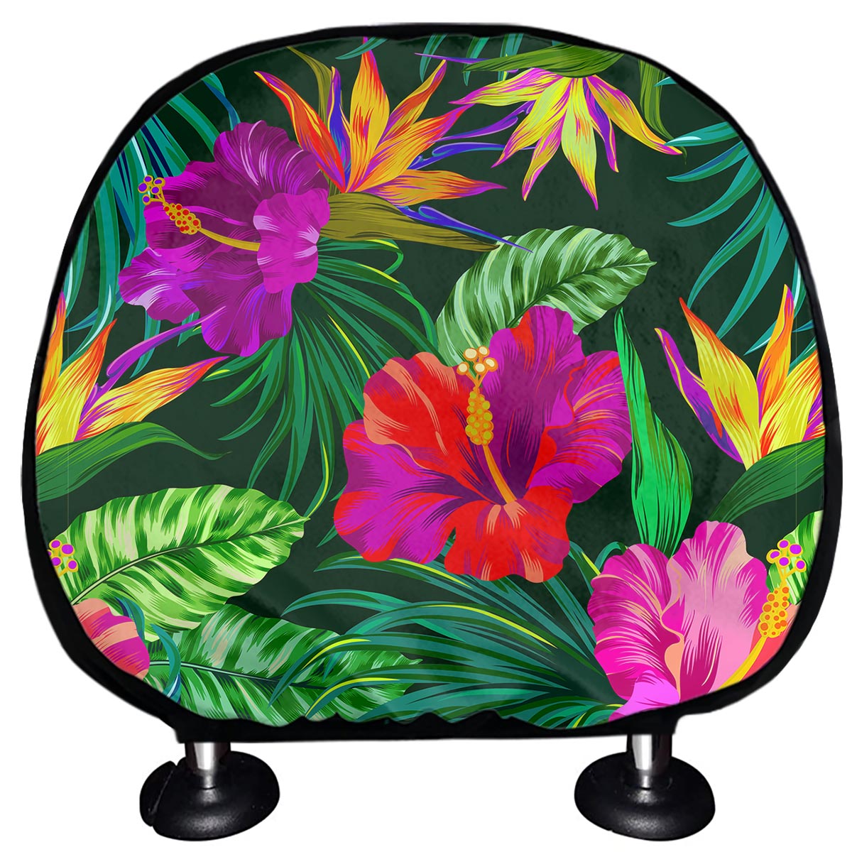 Purple Tropical Pattern Print Car Headrest Covers