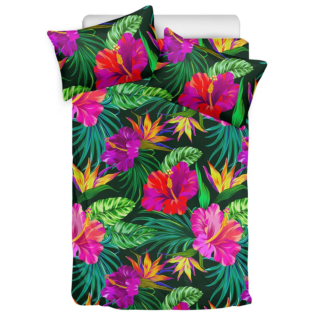 Purple Tropical Pattern Print Duvet Cover Bedding Set
