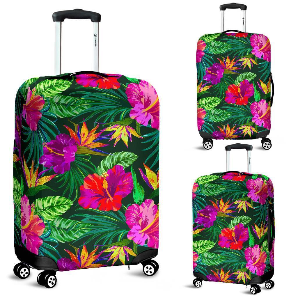 Purple Tropical Pattern Print Luggage Cover GearFrost