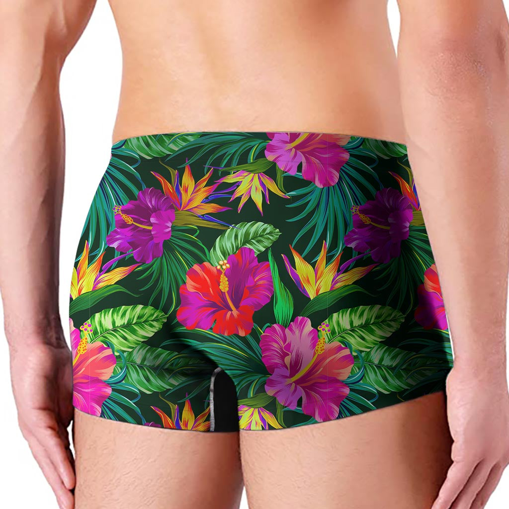 Purple Tropical Pattern Print Men's Boxer Briefs