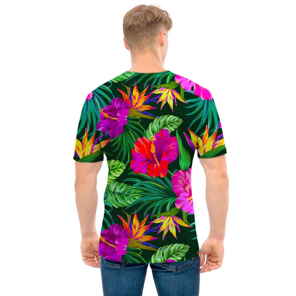 Purple Tropical Pattern Print Men's T-Shirt