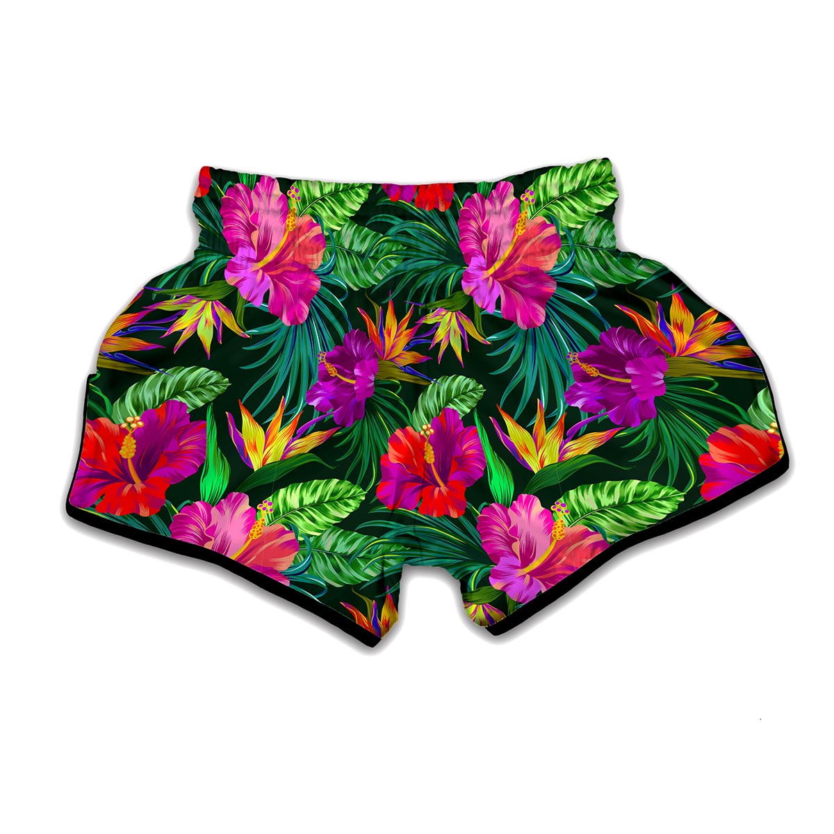 Purple Tropical Pattern Print Muay Thai Boxing Shorts