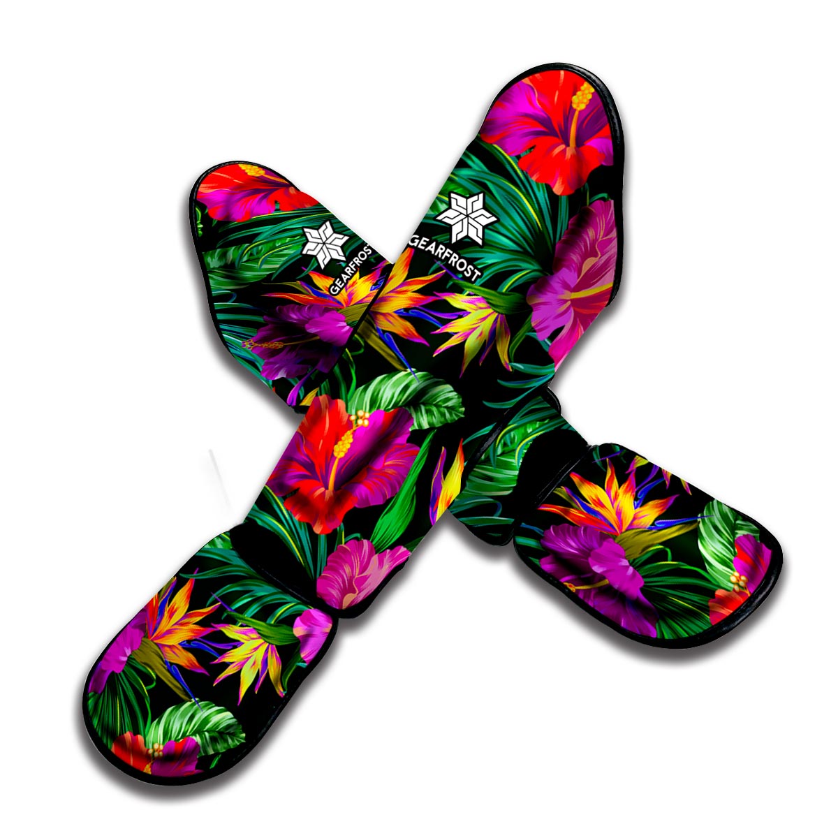 Purple Tropical Pattern Print Muay Thai Shin Guard