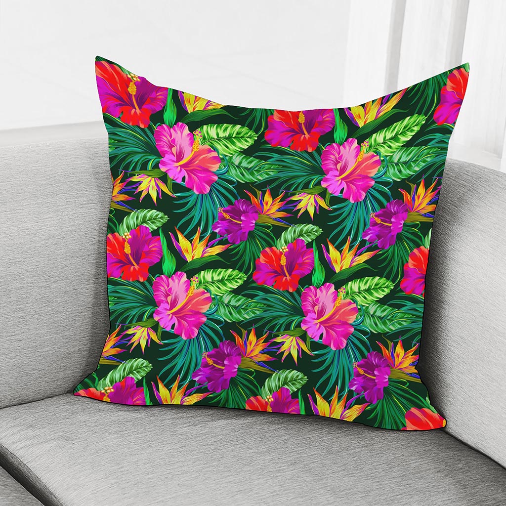 Purple Tropical Pattern Print Pillow Cover