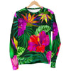 Purple Tropical Pattern Print Women's Crewneck Sweatshirt GearFrost