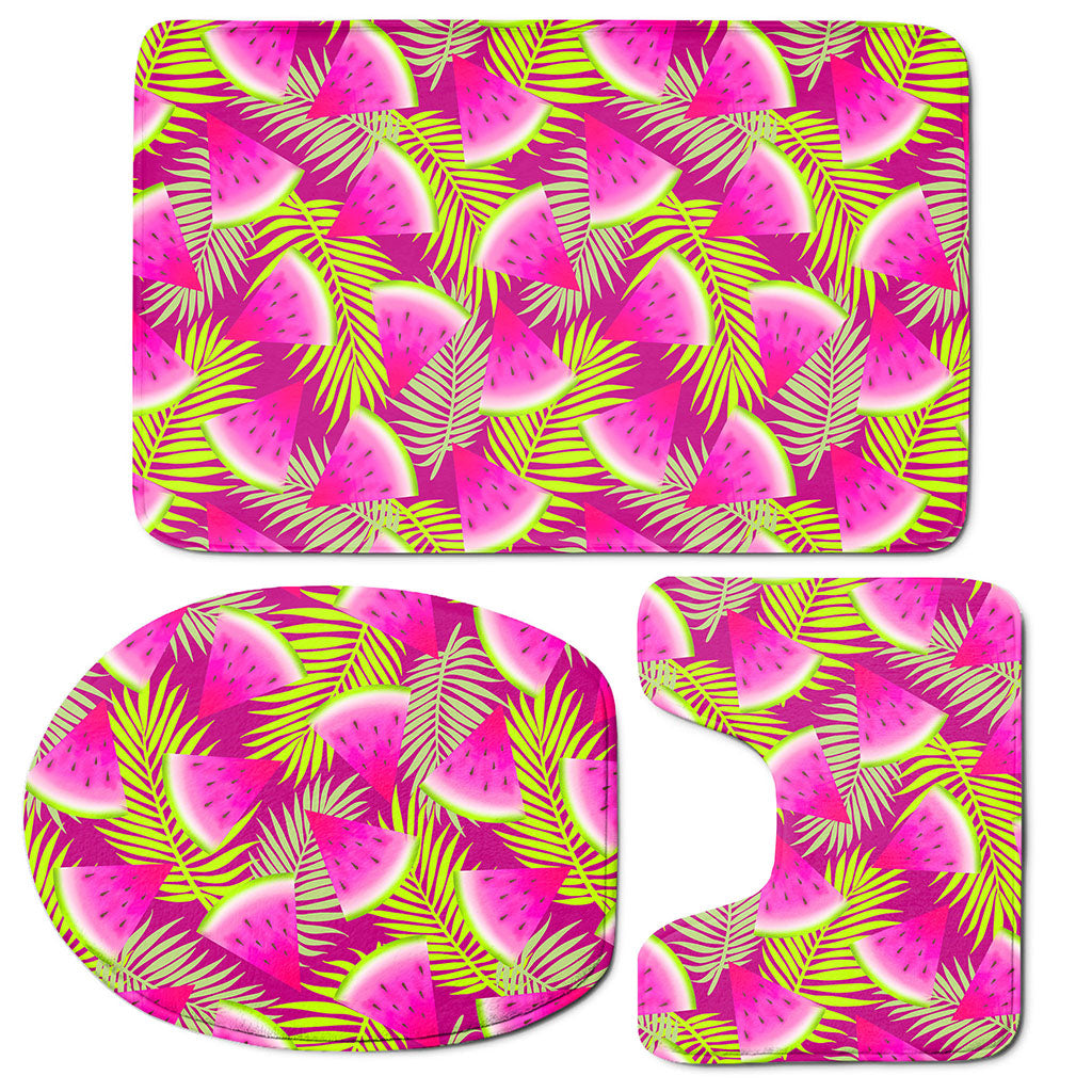 Purple Tropical Watermelon Pattern Print 3 Piece Bath Mat Set
