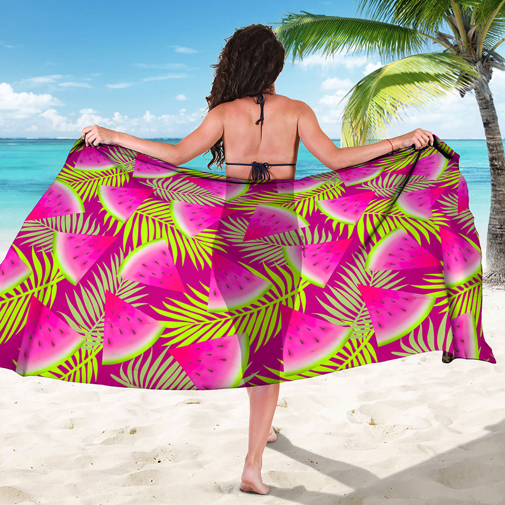 Purple Tropical Watermelon Pattern Print Beach Sarong Wrap