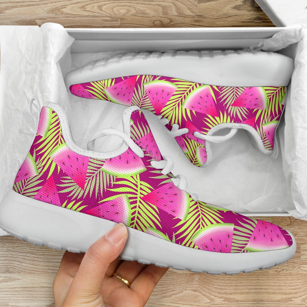 Purple Tropical Watermelon Pattern Print Mesh Knit Shoes GearFrost