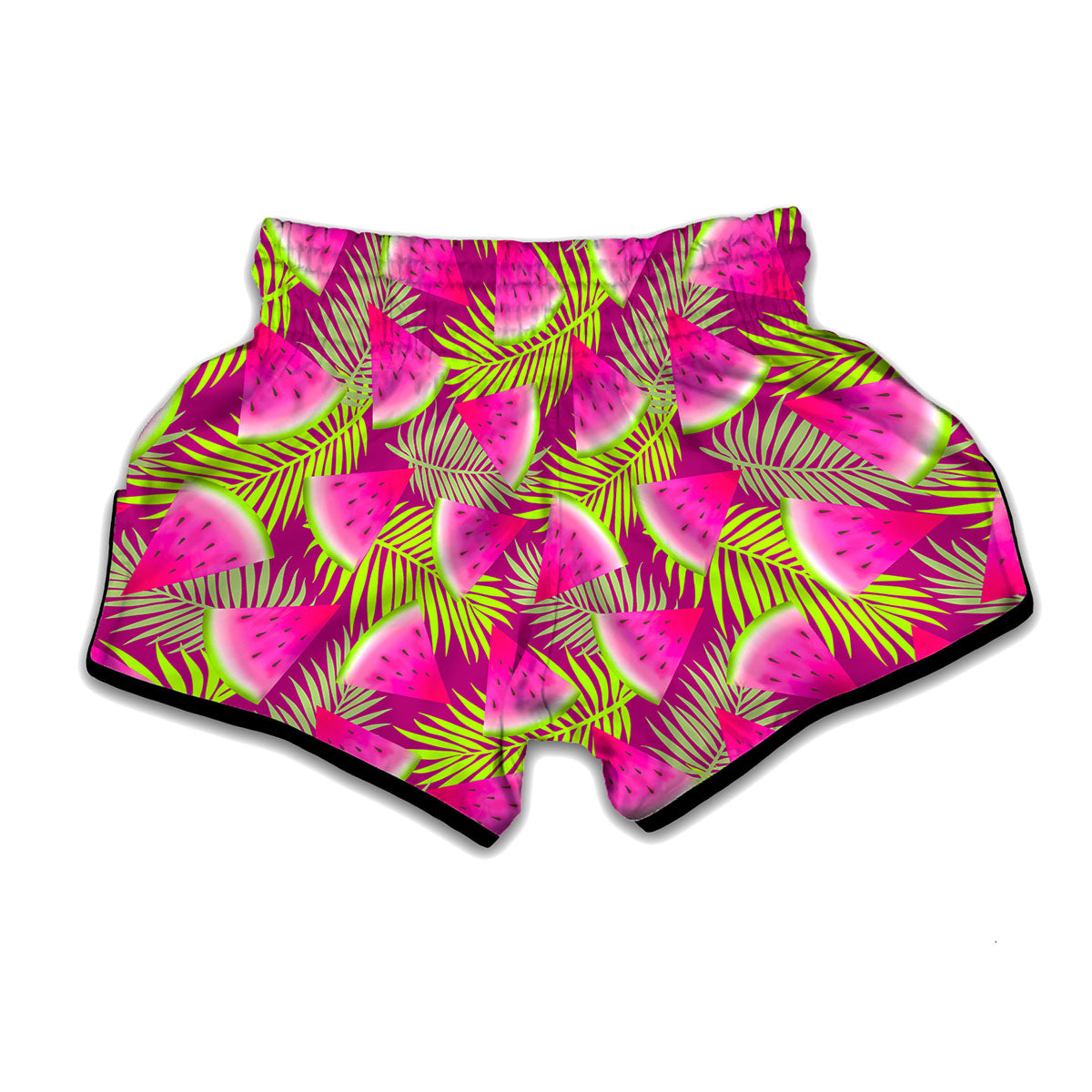 Purple Tropical Watermelon Pattern Print Muay Thai Boxing Shorts