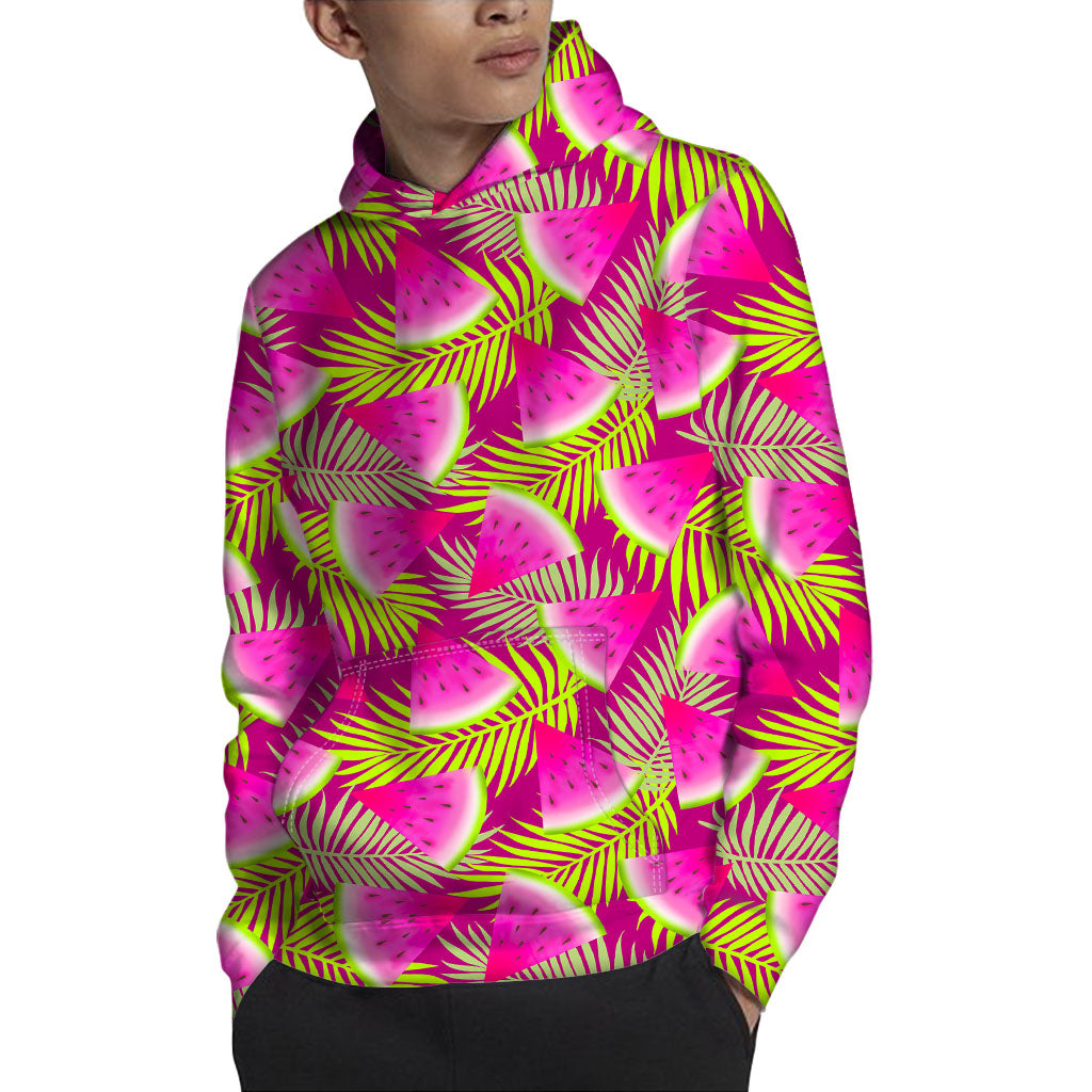Purple Tropical Watermelon Pattern Print Pullover Hoodie
