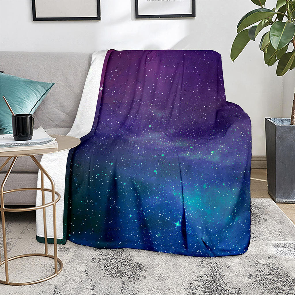 Purple Turquoise Galaxy Space Print Blanket