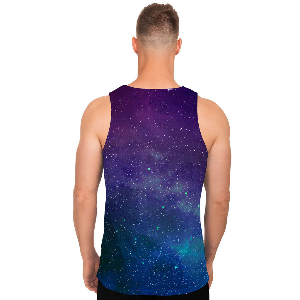 Purple Turquoise Galaxy Space Print Men's Tank Top