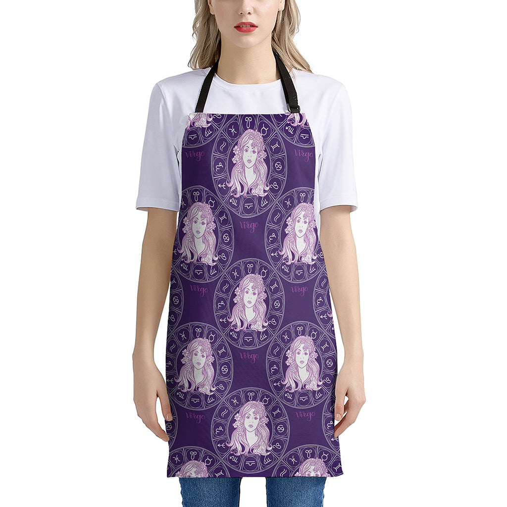 Purple Virgo Zodiac Pattern Print Apron