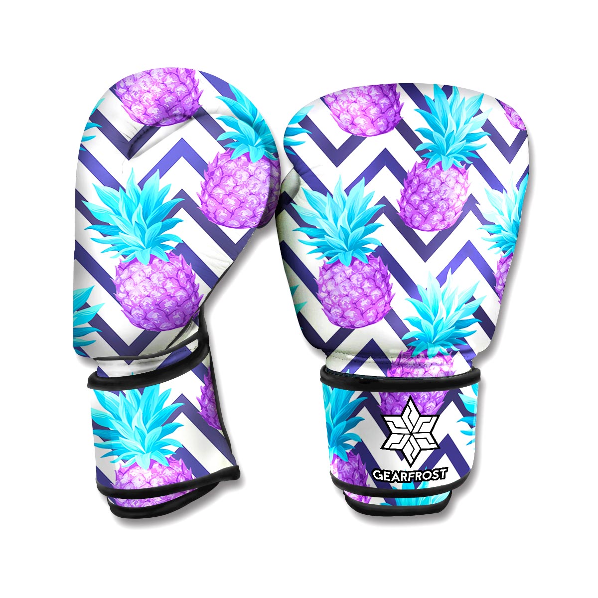 Purple Zig Zag Pineapple Pattern Print Boxing Gloves