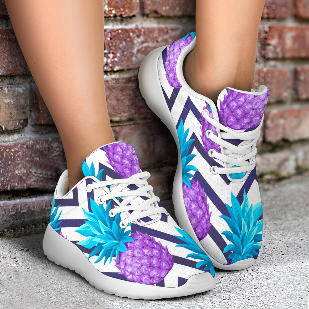 Purple Zig Zag Pineapple Pattern Print Sport Shoes GearFrost