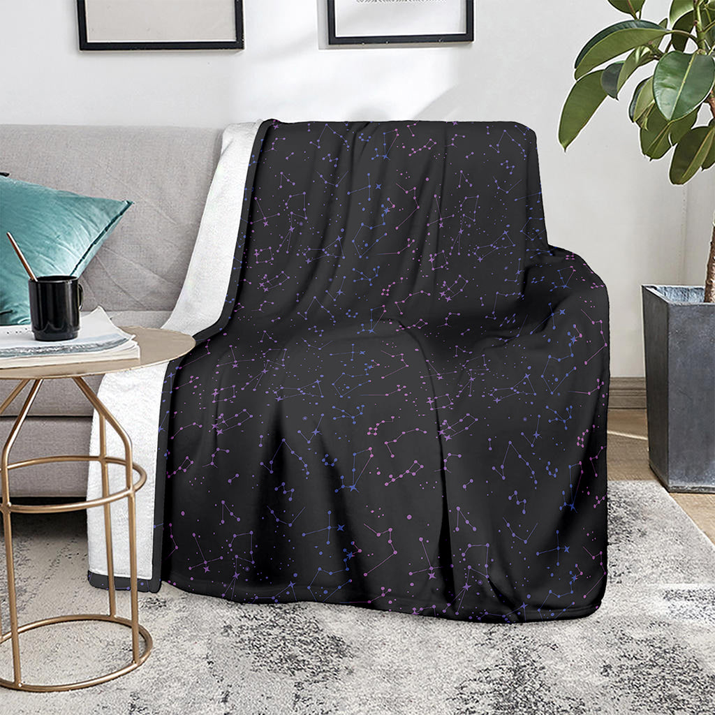 Purple Zodiac Stars Pattern Print Blanket