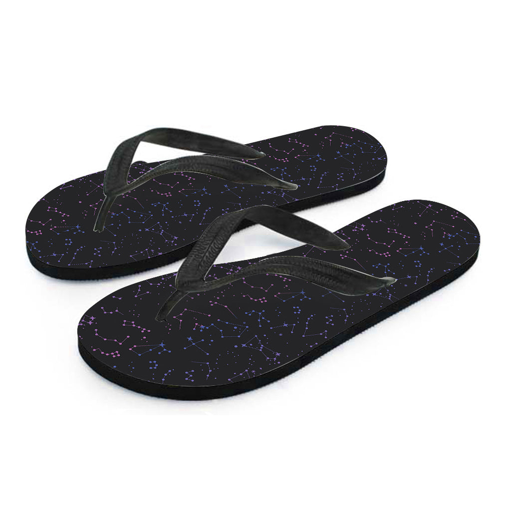 Purple Zodiac Stars Pattern Print Flip Flops