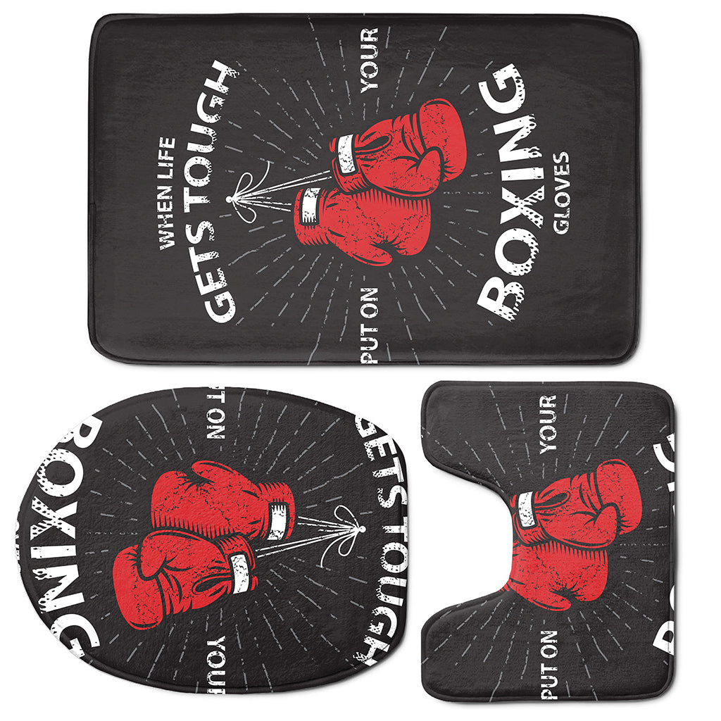 Put On Your Boxing Gloves Print 3 Piece Bath Mat Set