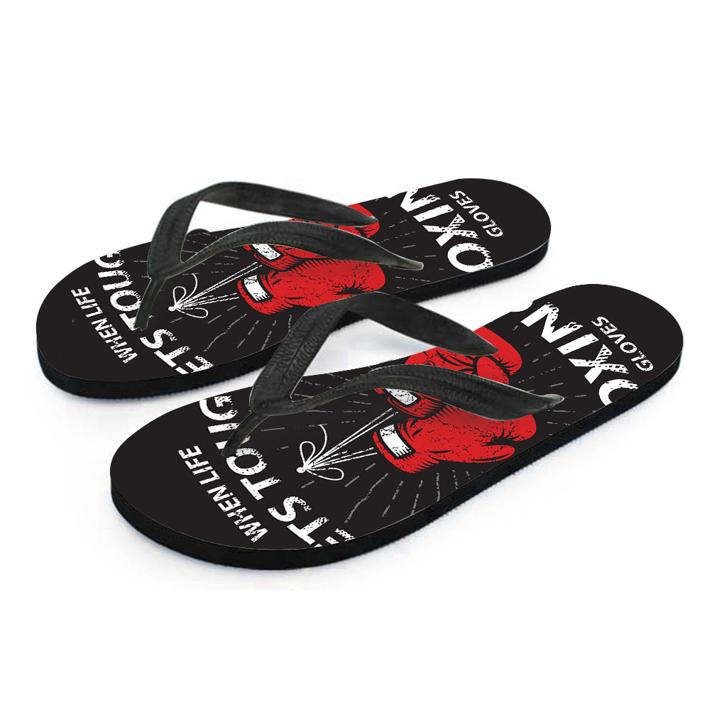 Put On Your Boxing Gloves Print Flip Flops