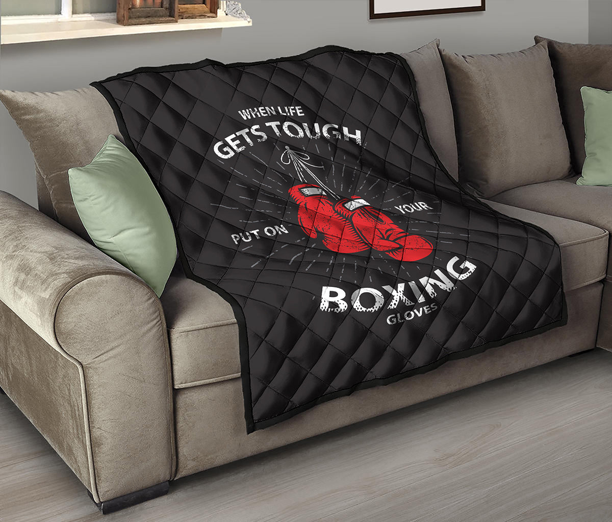 Put On Your Boxing Gloves Print Quilt